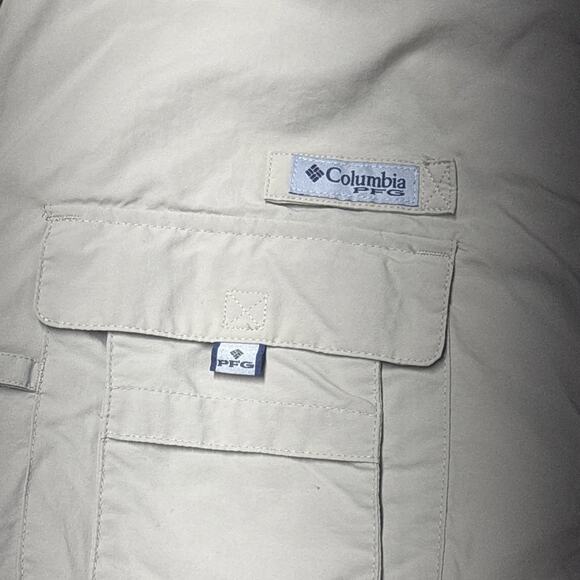 Columbia Shirt Mens 2X Beige Bahama PFG Fishing Button Up Omni Shade UPF 50 Read - Picture 2 of 10